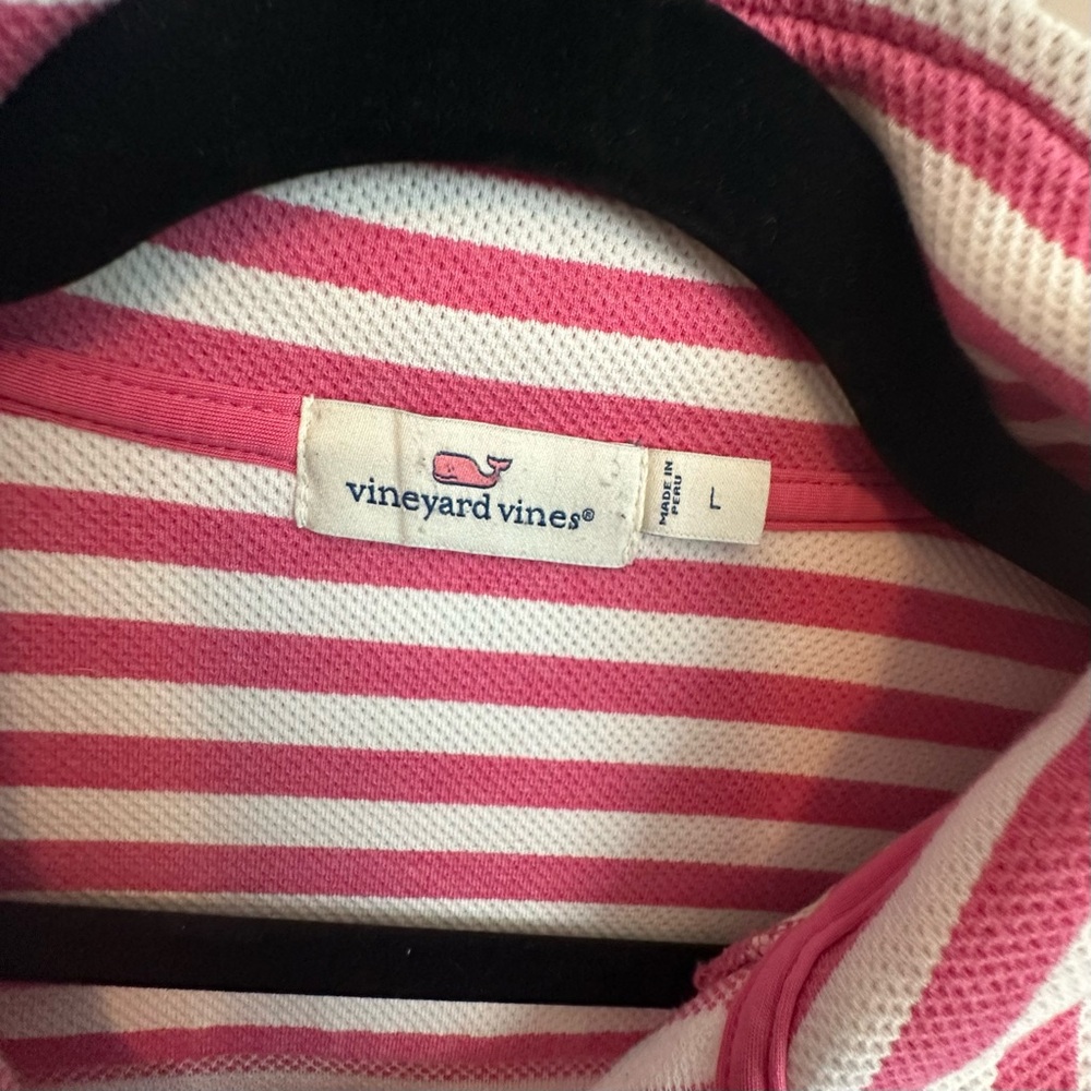 Vineyard Vines Pink & White Striped Quarter-Zip Pullover - Picture 3 of 7